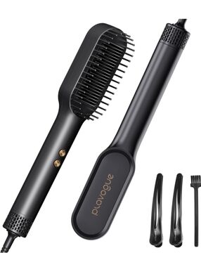 Plavogue White Straightening Brush with Subtle Black Logo